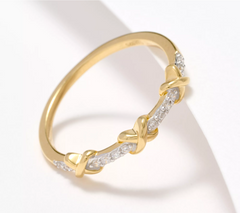 Anillo Accents by Affinity con diamantes en forma de X, 0,08 ct, plata de ley amarilla, talla 10
