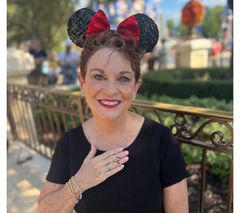 Diamonique's Disney Roseold-Clad SS and SS Interlocked Minnie & Mickey Ring Size 5