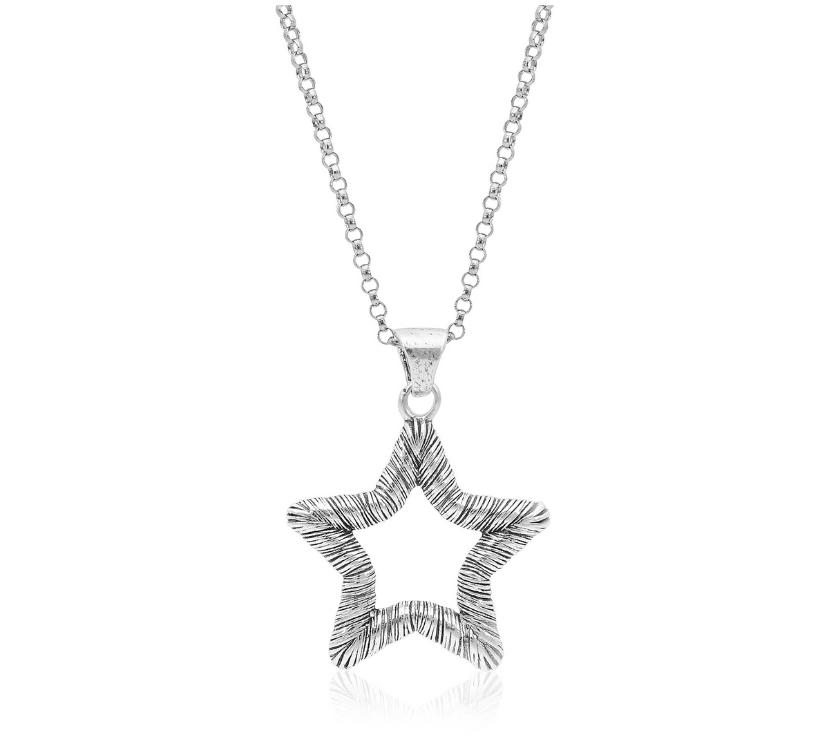 Or Paz Sterling Silver Textured Star Pendant w/Chain