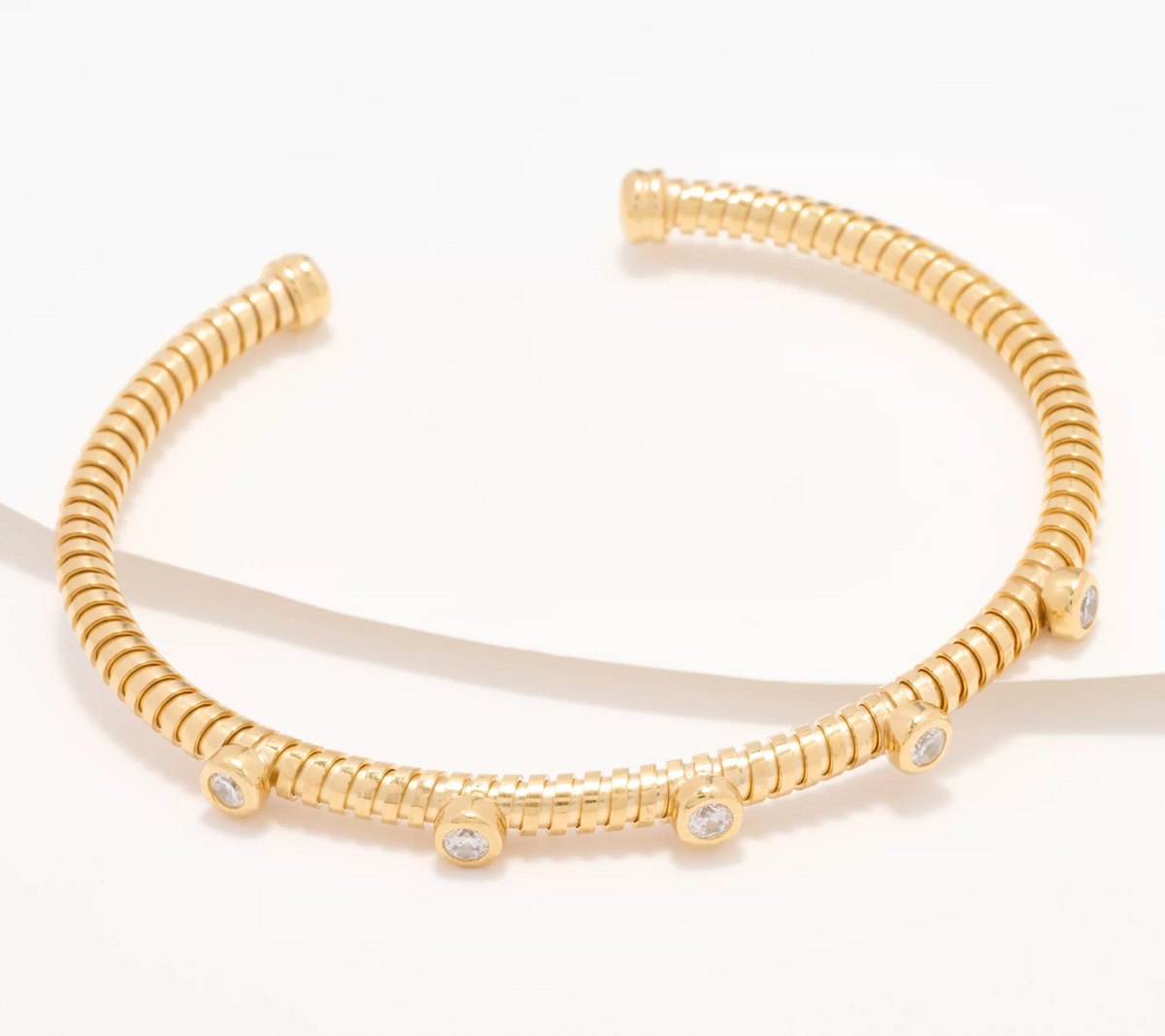 Diamonique Italia 18K Gold-Plated Sterling Silver Tubogas Cuff Bracelet, Avg