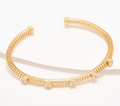 Diamonique Italia 18K Gold-Plated Sterling Silver Tubogas Cuff Bracelet, Avg