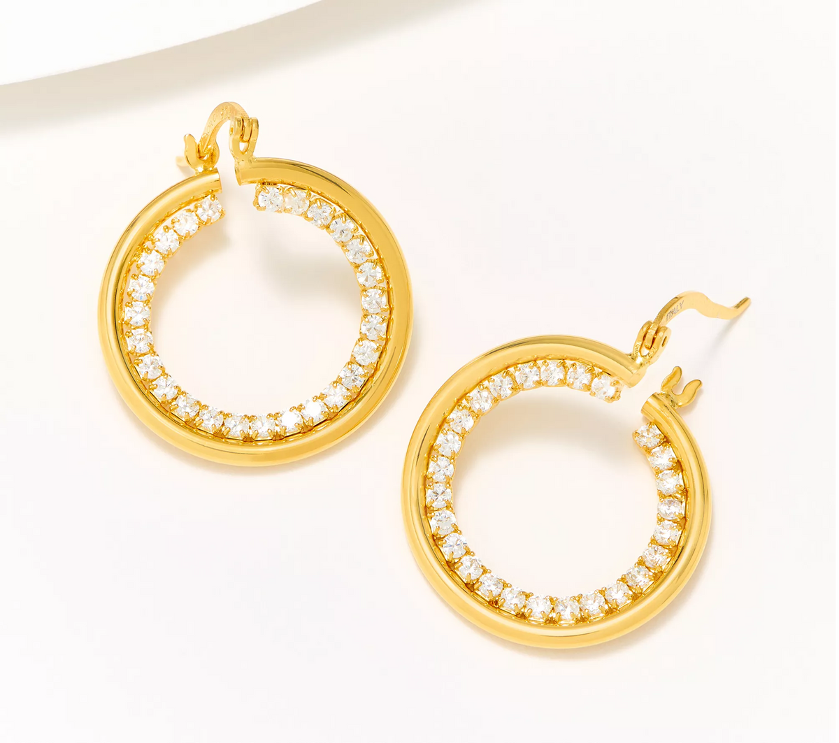 Diamonique Sterling Silver Goldclad Italia Sculptural Hoop Earrings. 7/8"