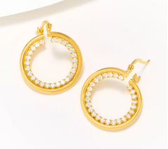 Diamonique Sterling Silver Goldclad Italia Sculptural Hoop Earrings. 7/8"