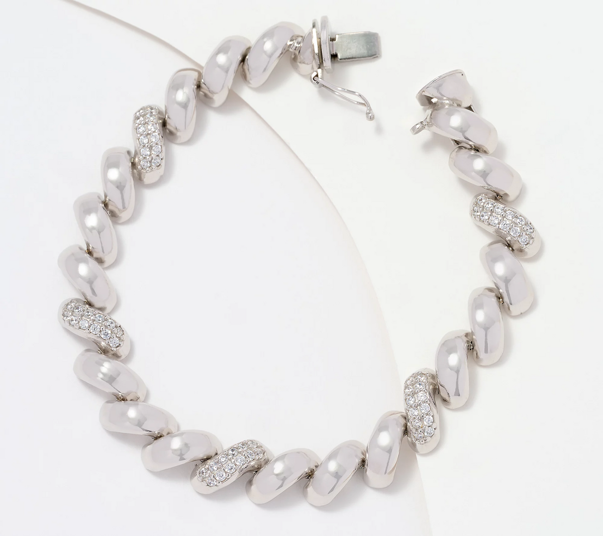 Diamonique Sterling Silver Italia San Marco Pave Station Bracelet, 6-3/4"