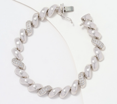 Diamonique Sterling Silver Italia San Marco Pave Station Bracelet, 6-3/4"