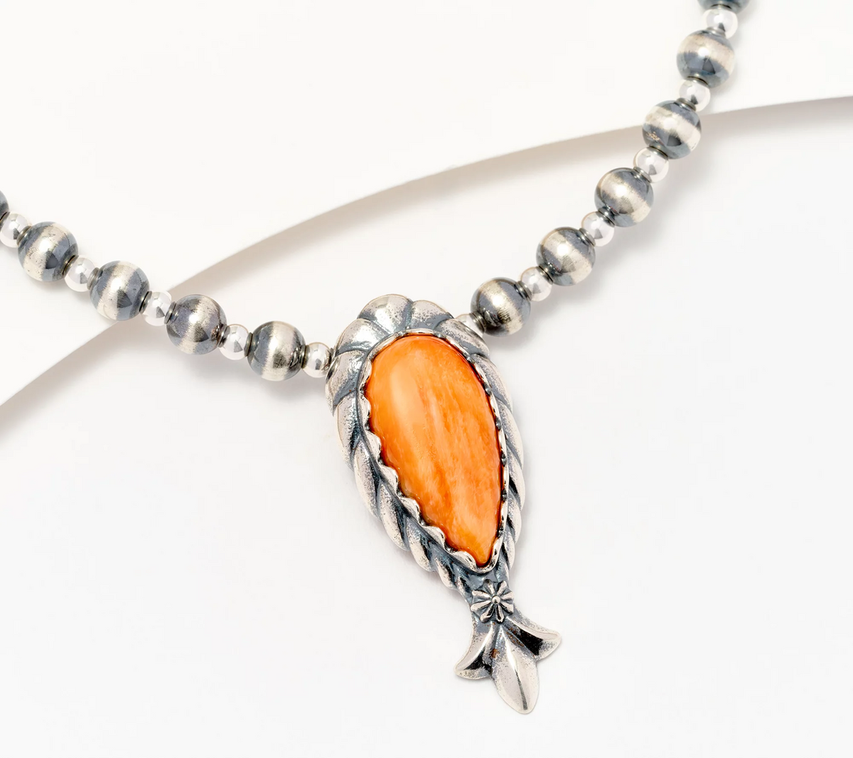 American West Sterling Silver Mini Squash Jasper Blossom Bead Necklace, 17+3"