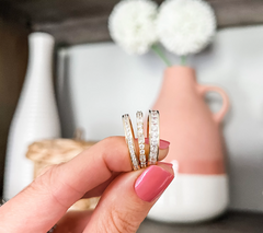 Diamonique 35th Anniversary Gold Clad Sterling Silver Set of 3 Stack Rings Size 8