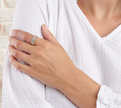 Diamonique 35th Anniversary Gold Clad Sterling Silver Set of 3 Stack Rings Size 8