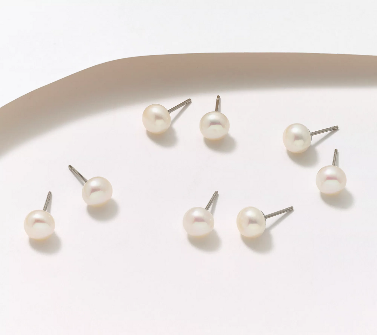 Honora Cultured Pearls Boxed Set of 4 White Stainless Steel Sud Earrings