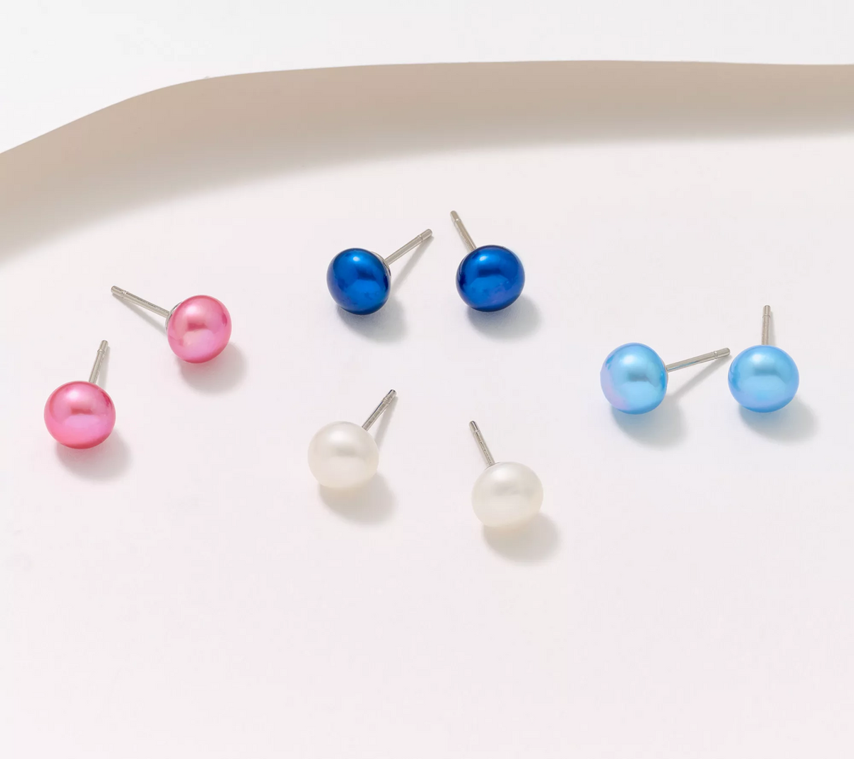 Honora Cultured Pearls Stainless Steel  Boxed Set of 4 Color Stud Earrings