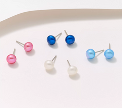 Honora Cultured Pearls Stainless Steel  Boxed Set of 4 Color Stud Earrings