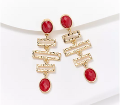 Susan Graver Hammered Metal Garnet Drop Earrings