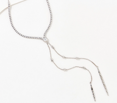 Diamonique x m Amy Stran Two-Strand Drop Lariat Sterling Silver Necklace