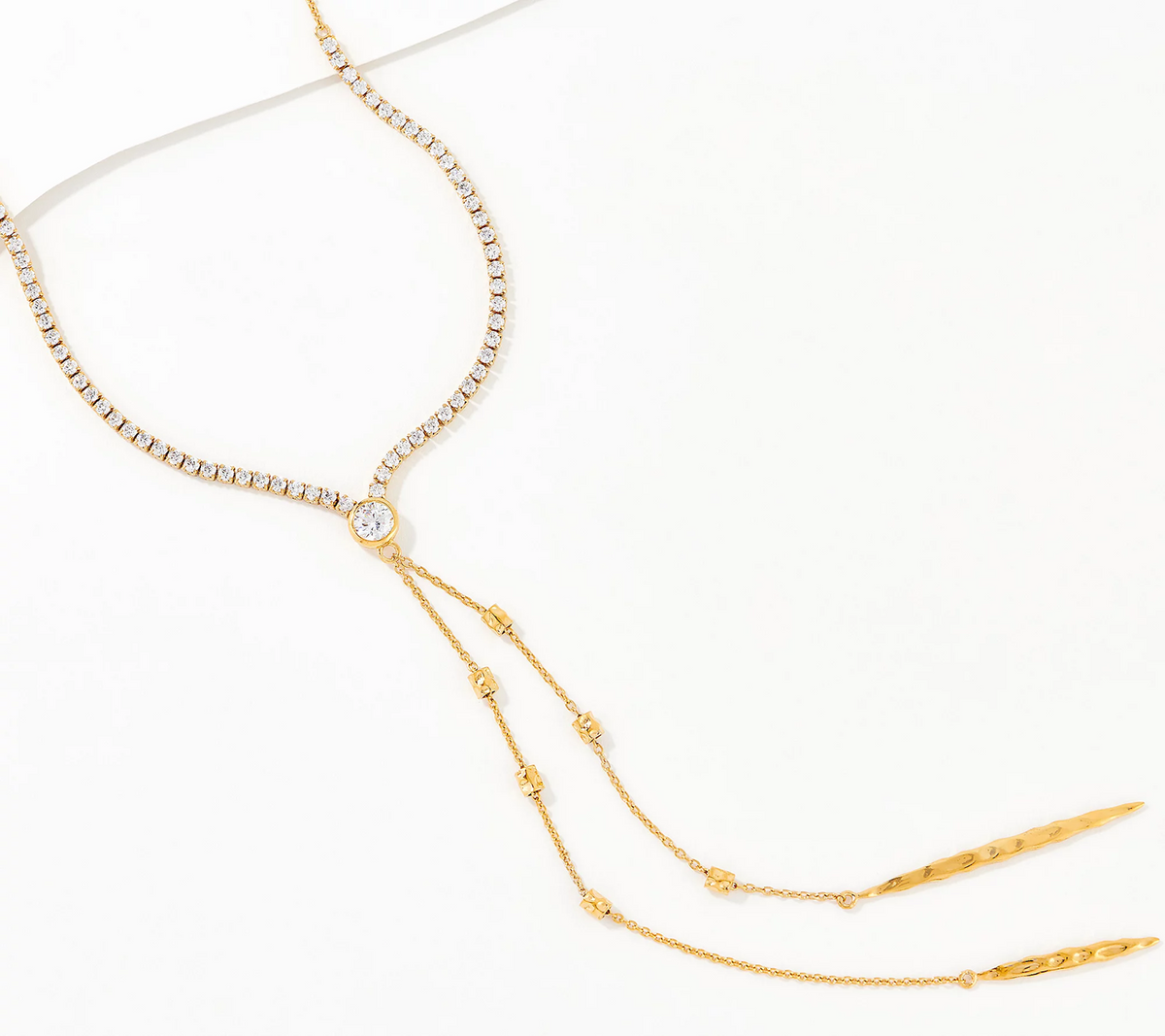 Diamonique x m Amy Stran Two- Strand Drop Lariat Goldclad Necklace