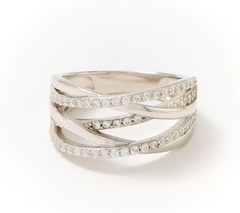 Diamonique Sterling Silver Layers of Love Highway Band Ring Size 7