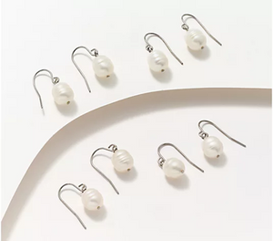 Honora Cultured Pearls Boxed Set of 4 White Wire Drop Earrings