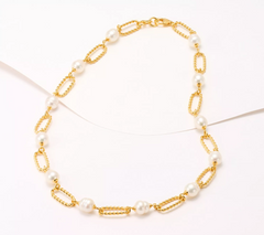 Honora Twist Link & Cultured Pearl Gold-plated Sterling Silver Necklace