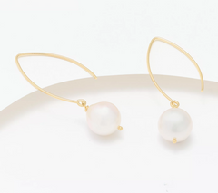 Honora Cultured Pearl French Wire Drop Gold-clad Sterling Silver Earrings