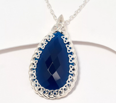 JMH Jewellery Sterling Silver and Blue Chalcedony Gemstone Pendant