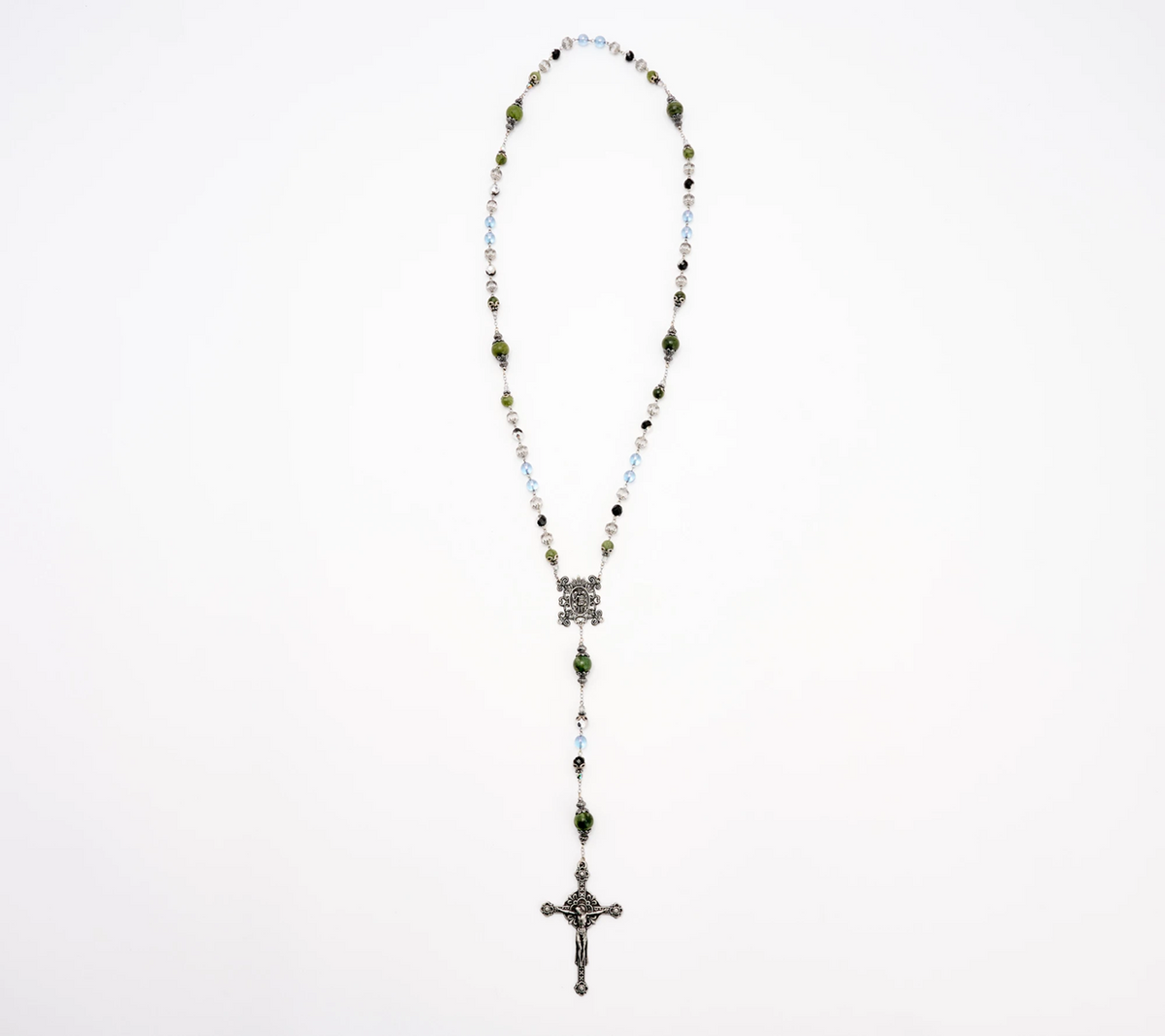 Connemara Marble Mother's Love Silver Tone Blue Rosary
