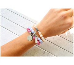 Pulsera de cuentas de piedras preciosas T. Jazelle x Kim Gravel, gruesa y fina, tamaño mediano/grande