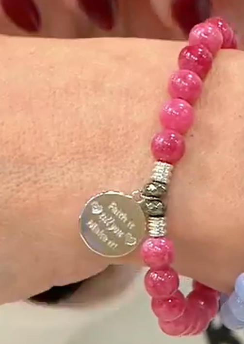 T. Jazelle x Kim Gravel Gemstone Beaded Faith Charm Bracelet, Average/large