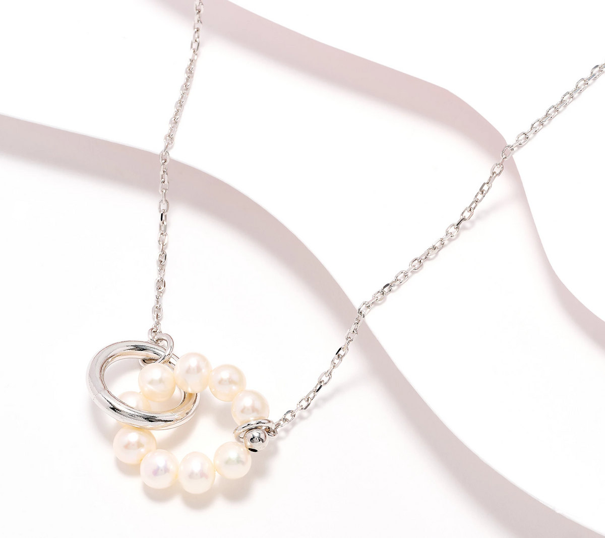 Honora Sterling Silver Diamond Cut Forzatina Chain & Cultured Pearls Necklace