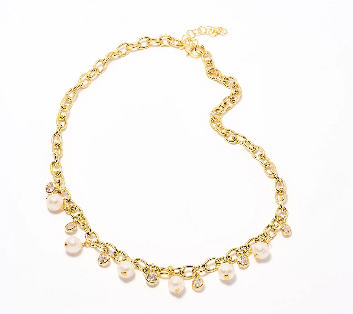 Honora x Diamonique Goldclad Sterling Silver Oval Rolo Charm Necklace