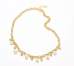 Honora x Diamonique Goldclad Sterling Silver Oval Rolo Charm Necklace