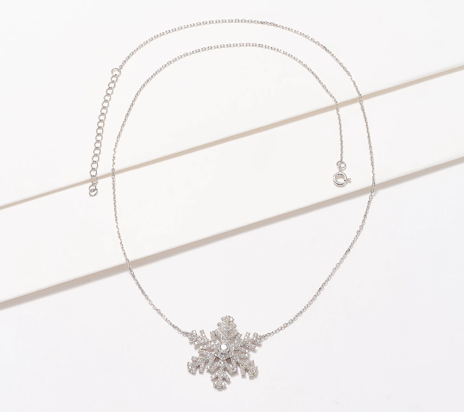 Diamonique Snowflake Pendant  Sterling Silver Necklace