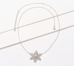 Diamonique Snowflake Pendant  Sterling Silver Necklace