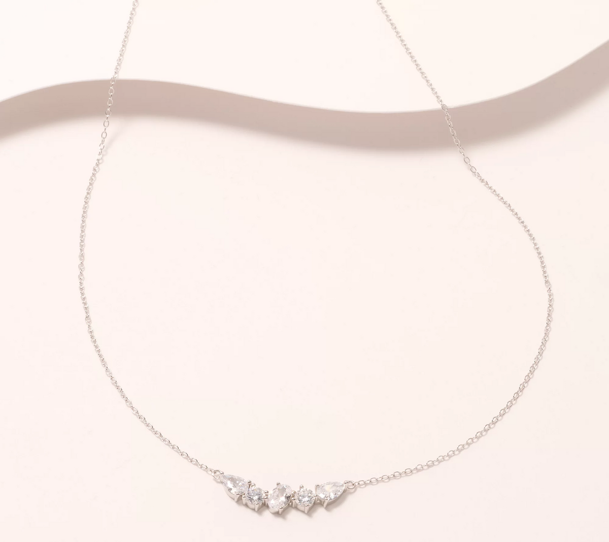 Diamonique Fancy-Cut Mixed Stone Cluster Necklace – Sterling Silver