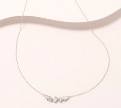 Diamonique Fancy-Cut Mixed Stone Cluster Necklace – Sterling Silver