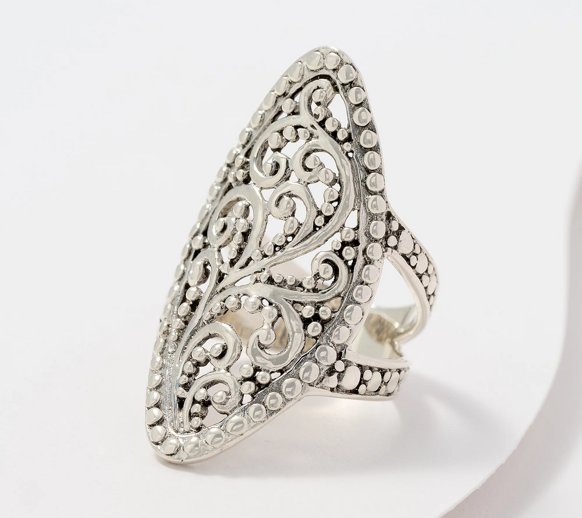 Artisan Crafted by Robert Manse Paisley Open Shank Sterling Silver Ring,Size 11