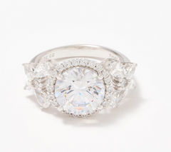 Diamonique Statement Cocktail Ring, Rhodium-plated Sterling Silver, Size 9