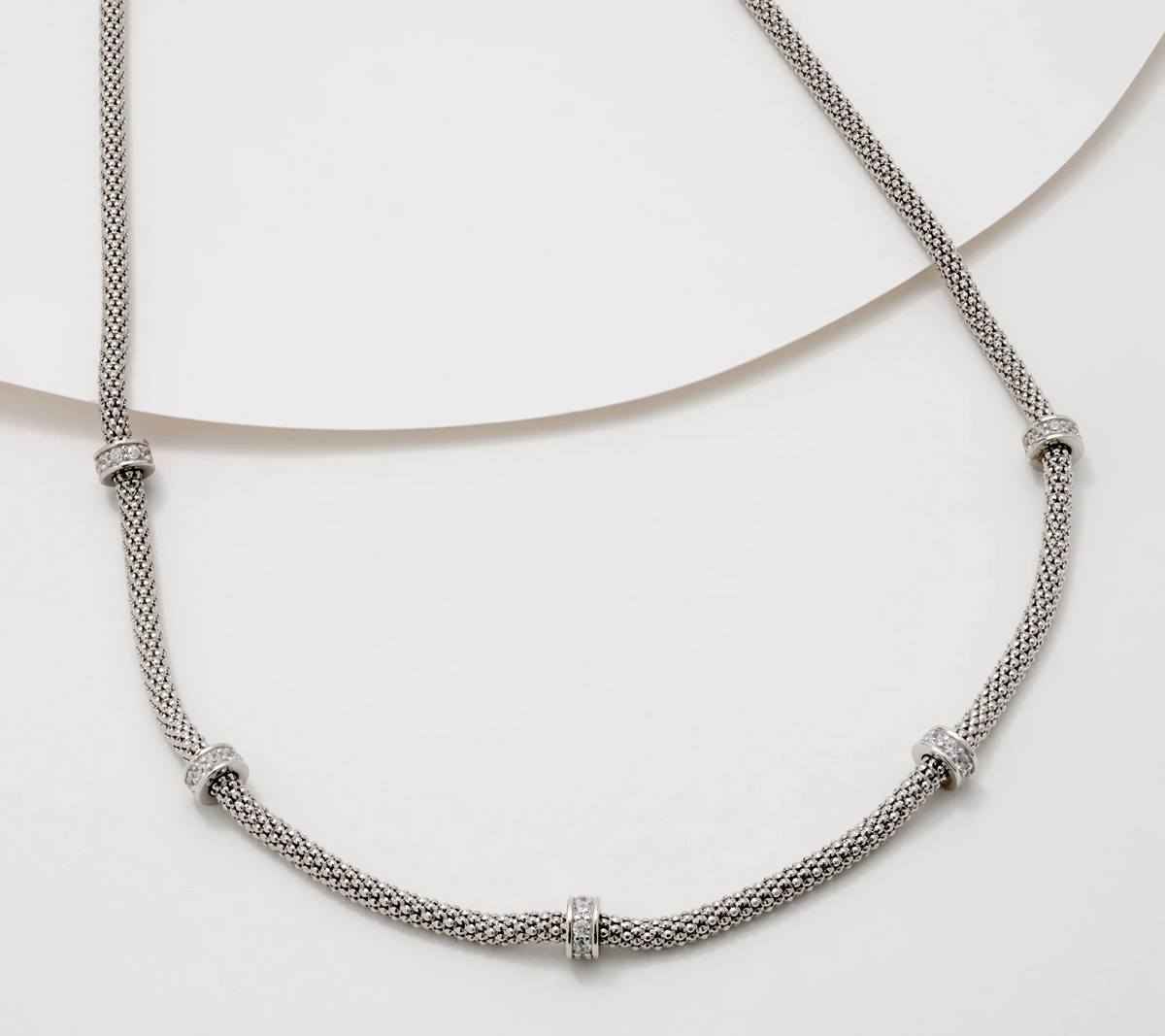 Diamonique Italia Sterling Silver Popcorn Station Necklace