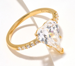 Diamonique x Jennifer Miller Gold Over Sterling Silver Signature Heart Ring Size 9
