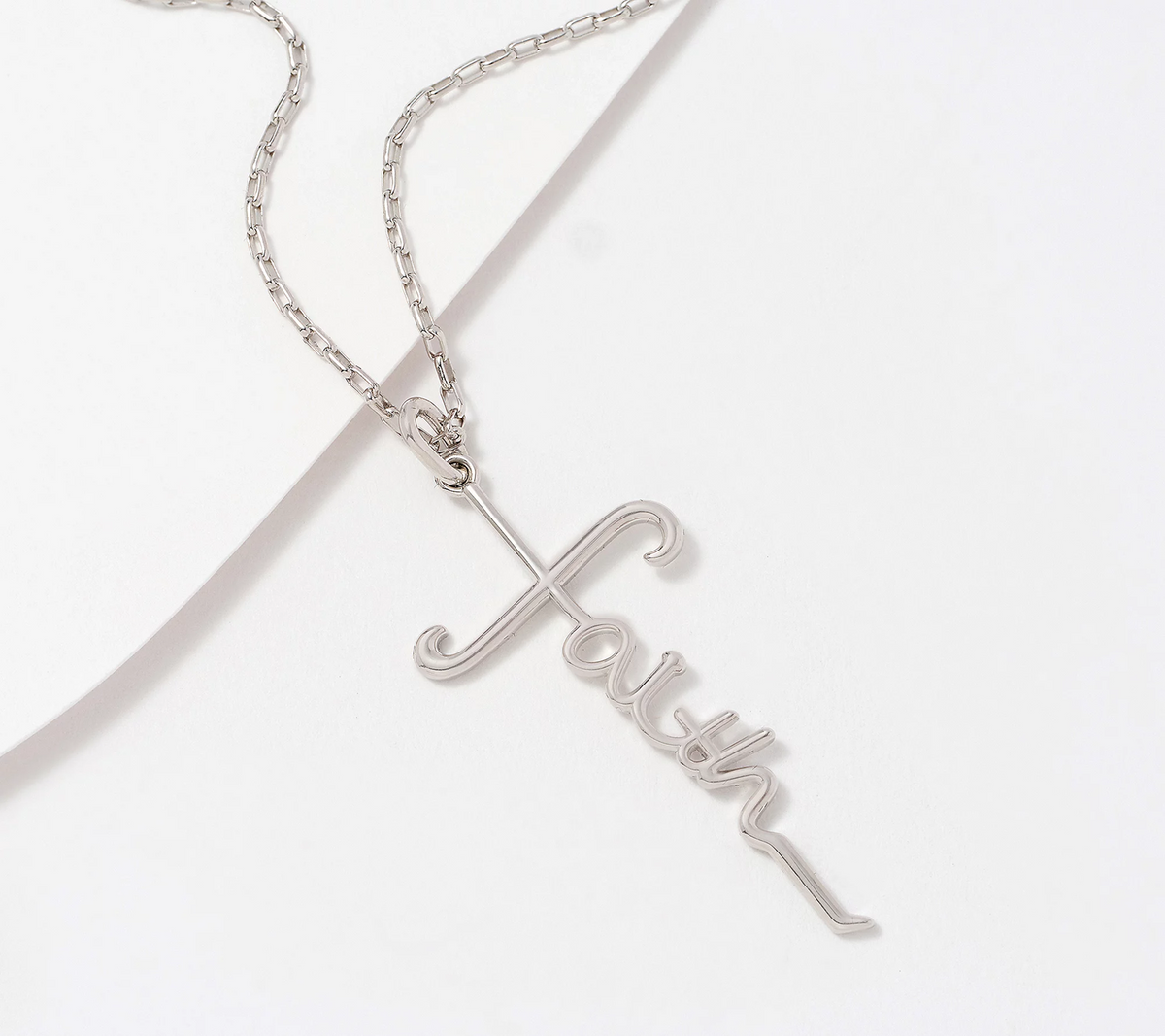 David Markstein Sterling Silver Inspirational "Faith" Pendant with 17 + 3" Chain