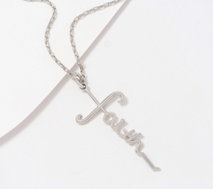 David Markstein Sterling Silver Inspirational "Faith" Pendant with 17 + 3" Chain