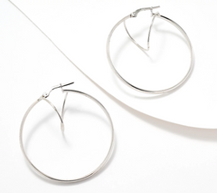 David Markstein Sterling Silver Round 1- 1/2" Hoop Earrings
