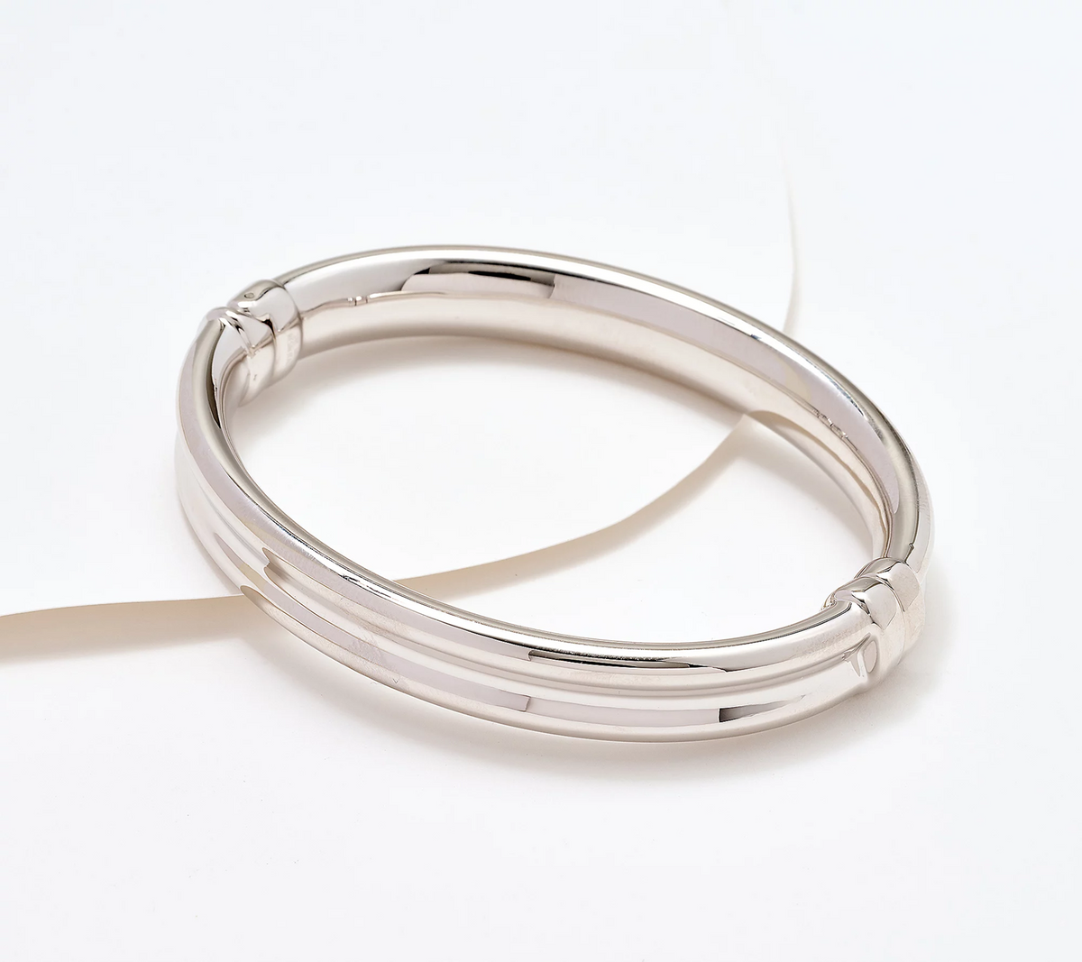 BellaOro Bold Hinged Bangle, White Tone 14K Gold Over Resin, Avg