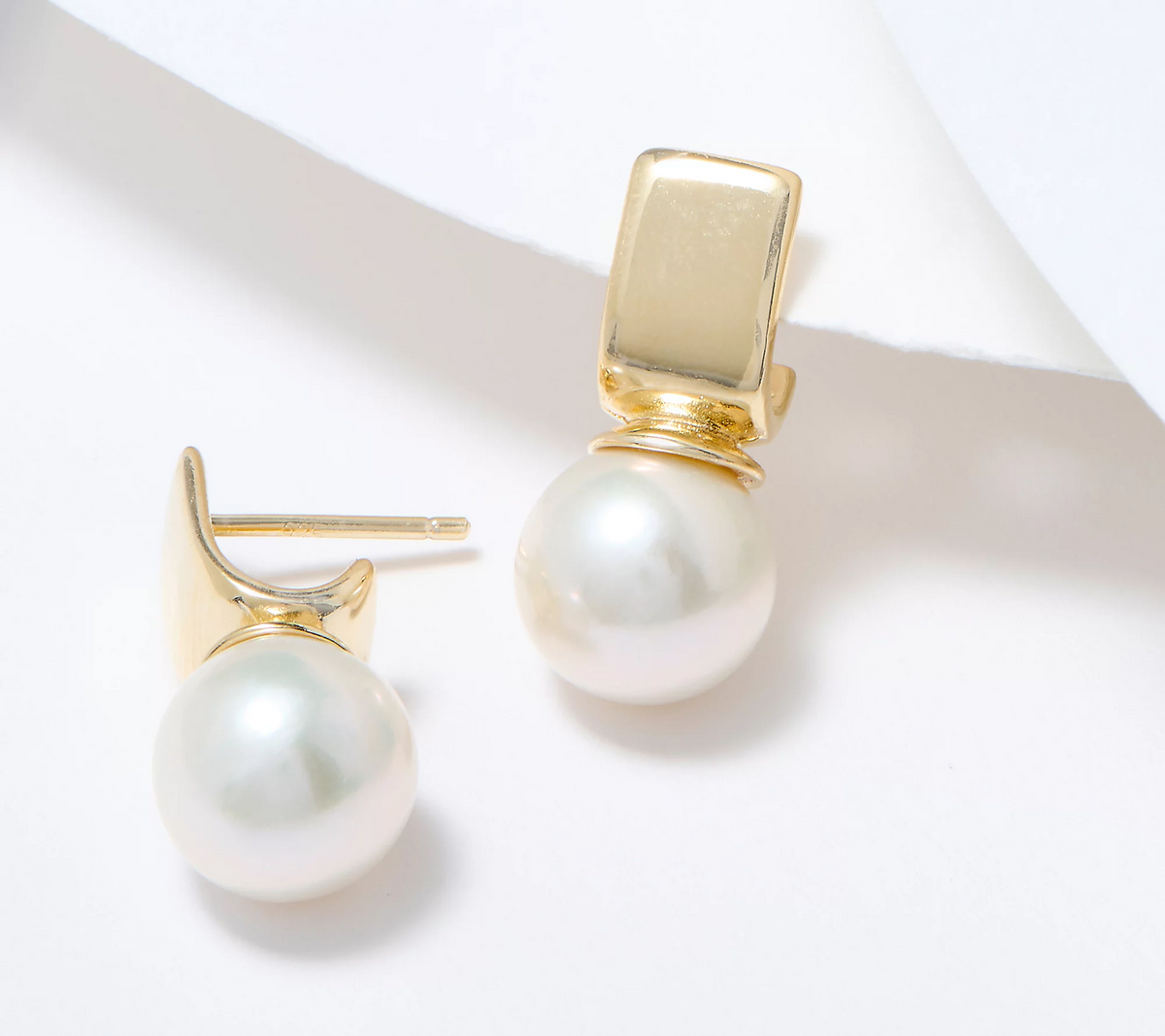 Honora Cultured Ming Pearl GOld Clad Sterling Silver Geometric Earrings
