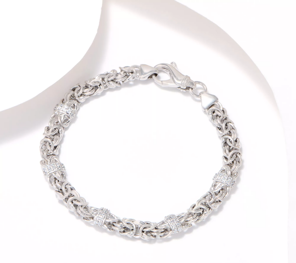 Diamonique Italia Sterling Silver Polished Byzantine Bracelet, Avg 7-1/4"