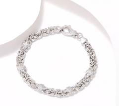 Diamonique Italia Sterling Silver Polished Byzantine Bracelet, Avg 7-1/4"