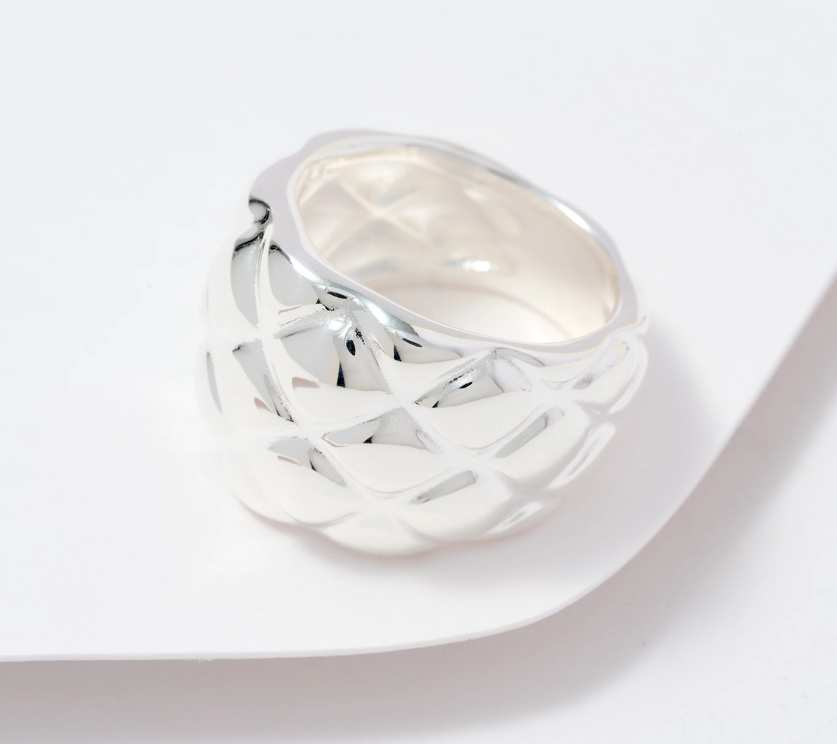 UltraFine 950 Silver Quilted Band Ring Size 6