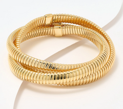 UltraFine 950 Silver 3-Strand Gold Clad Rolling Tubogas Bracelet Avg