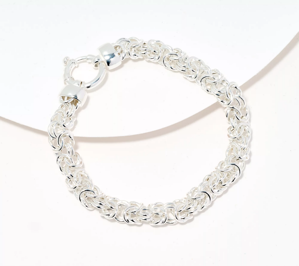 UltraFine 950 Silver Byzantine Italian Chain Bracelet, Small