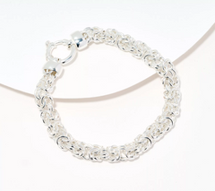 UltraFine 950 Silver Byzantine Italian Chain Bracelet, Small