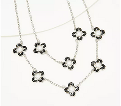 Susan Graver Multi-Strand Black Simulated Pearl & Crystal Silvertone Necklace