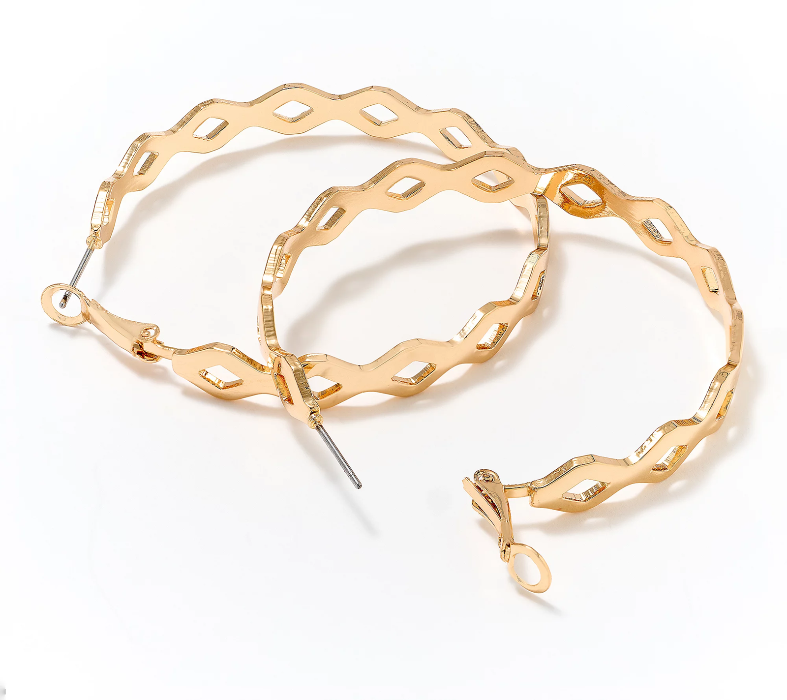 Joan Rivers Diamond-Shape Openwork Goldtone Hoop